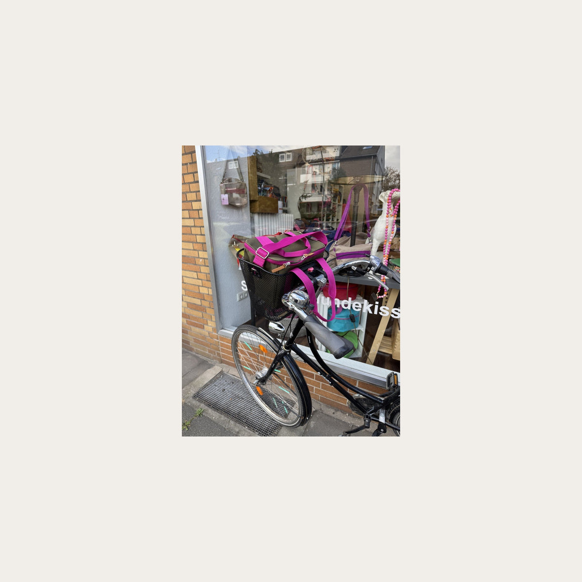 Kleine Kühltasche im Fahrradkorb im Größenvergleich